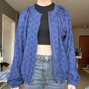 Textured slouchy oversized knit bomber jacket M